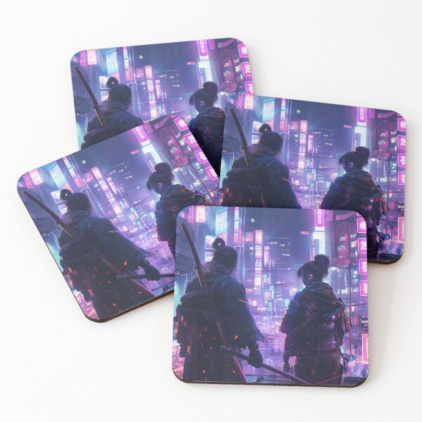 Item preview, Samurai in a neon cyberpunk city designed and sold by deepglitchart.