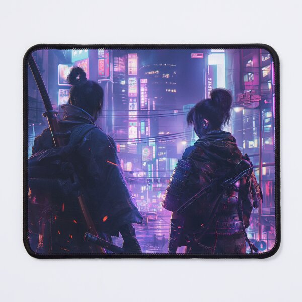 Item preview, Samurai in a neon cyberpunk city designed and sold by deepglitchart.