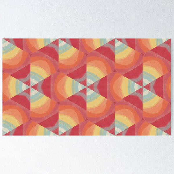 Item preview, Retro Colored Watercolor Pattern No.7 Orange, Yellow, Blue, Red designed and sold by QuestingPixel.