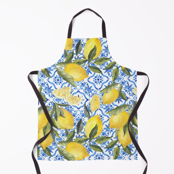 Item preview, Mediterranean Lemon Pattern on Blue and White Tiles designed and sold by Tired-Starling.