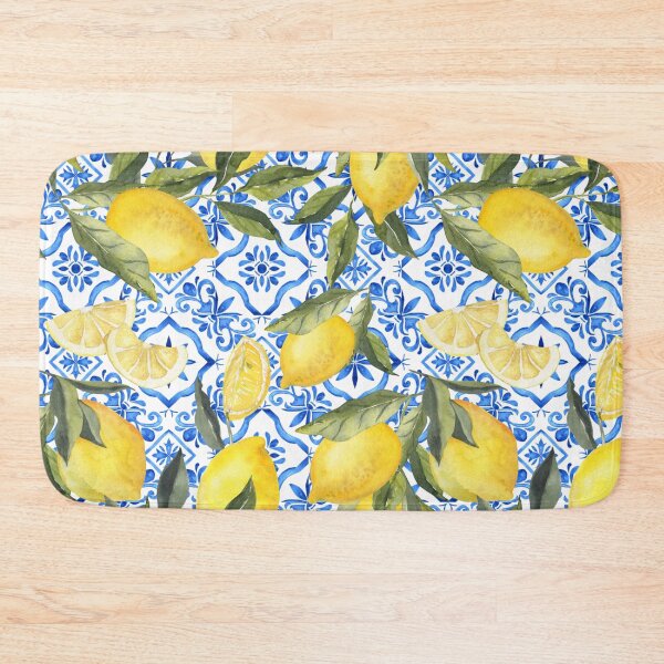 Item preview, Mediterranean Lemon Pattern on Blue and White Tiles designed and sold by Tired-Starling.