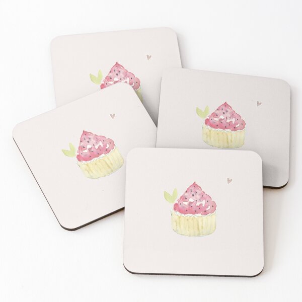 Item preview, Watercolor strawberry love cupcake  designed and sold by HandmadeMood.