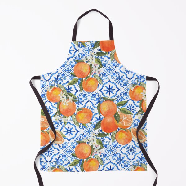 Item preview, Mediterranean Oranges Pattern on Blue and White Tiles designed and sold by Tired-Starling.