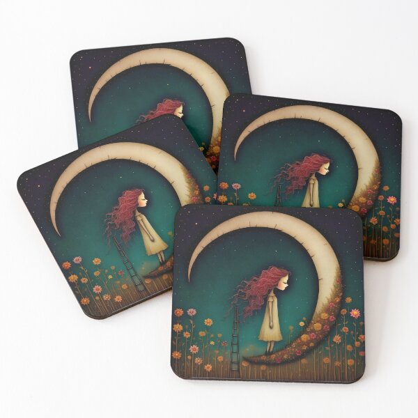 Item preview, The girl and the moon under the stars designed and sold by PixelCraftDSG.