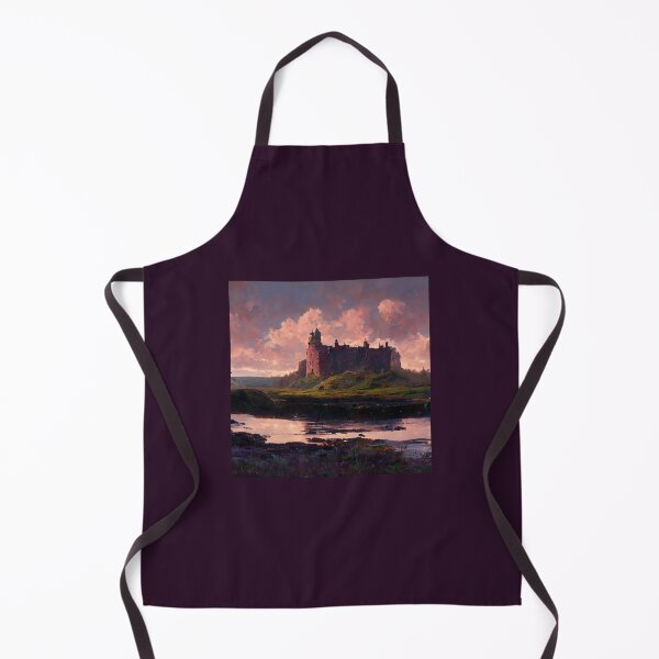 Item preview, Scottish Castle Painting Overlooking Grass Heather River designed and sold by ZGigerBarker.