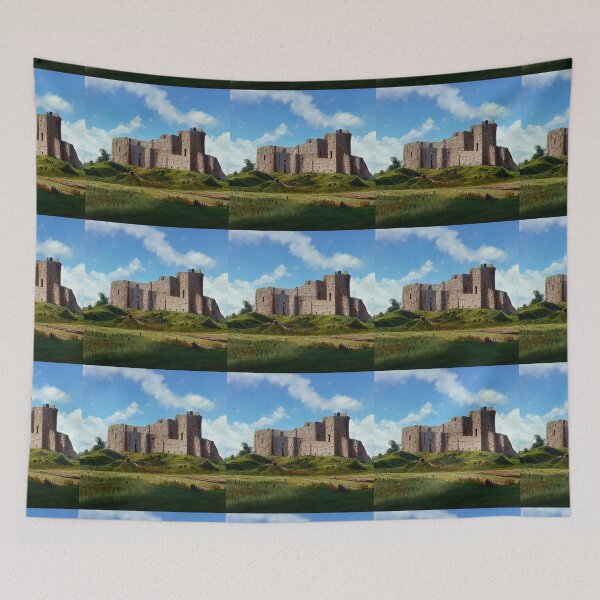 Item preview, Scottish Castle Duffus Castle Painting Overlooking Grass Meadow designed and sold by ZGigerBarker.