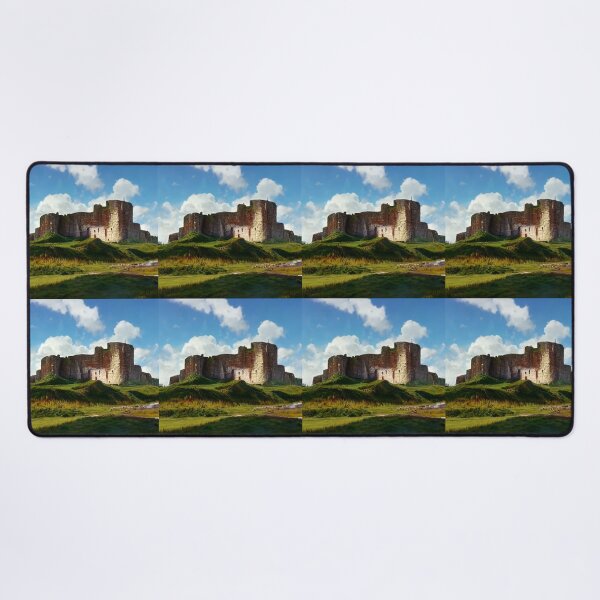 Item preview, Scottish Castle Painting Overlooking Grass Embankment Meadow River designed and sold by ZGigerBarker.