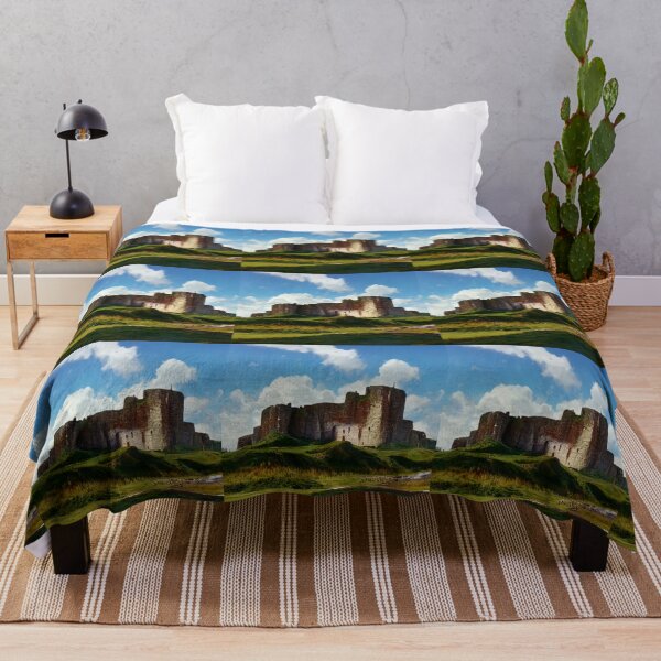 Item preview, Scottish Castle Painting Overlooking Grass Embankment Meadow River designed and sold by ZGigerBarker.