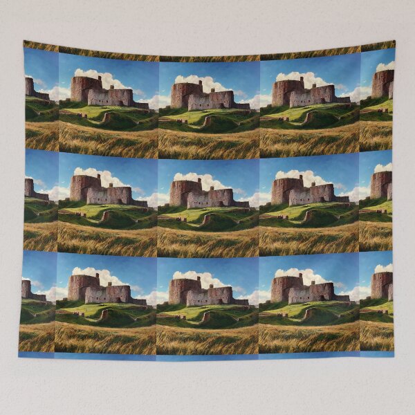 Item preview, Duffus Castle Painting Overlooking Grass Embankment designed and sold by ZGigerBarker.