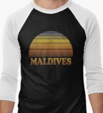 Vintage Maldives Sunset Shirt Men's Baseball ¾ T-Shirt