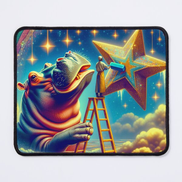 Item preview, Surreal Hippopotamus with Ladder and Star designed and sold by 0penvimark.