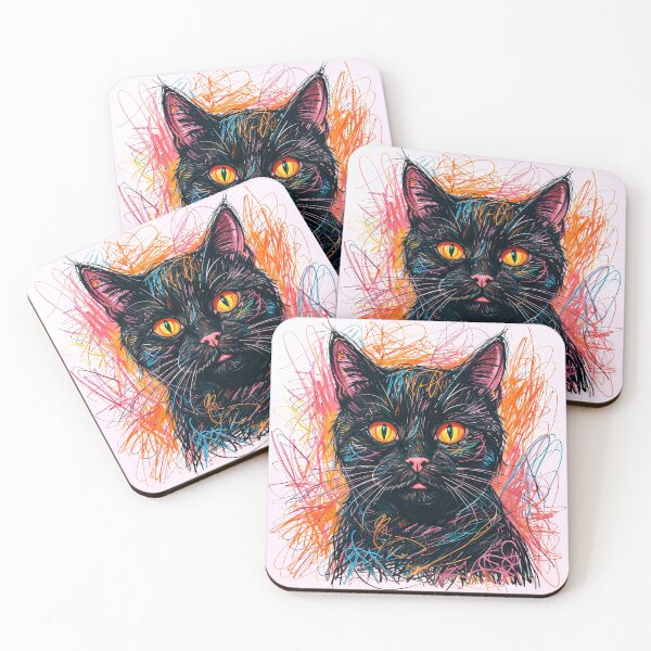 Item preview, Black cat in crayons designed and sold by PixelCraftDSG.