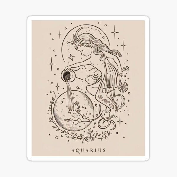 Item preview, Aquarius Astrology. Moon in Aquarius, Zodiac sign, Aquarius symbol designed and sold by ZodiacWonders.
