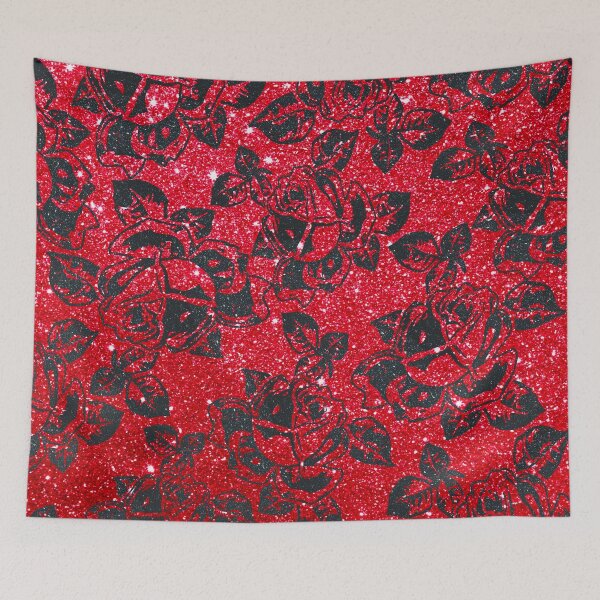 Item preview, Rosebuds on Glitter (Black on Red) v2 designed and sold by LTDesignsShop.