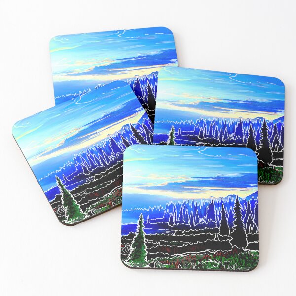 Item preview, Batik style mountain landscape evergreen trees art design designed and sold by AuroraXGreen.