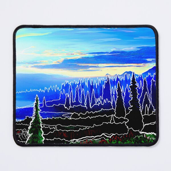 Item preview, Batik style mountain landscape evergreen trees art design designed and sold by AuroraXGreen.
