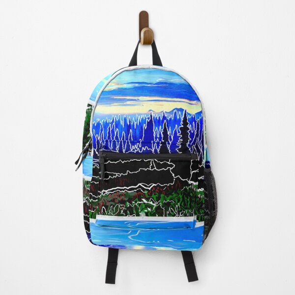 Item preview, Batik style mountain landscape evergreen trees art design designed and sold by AuroraXGreen.