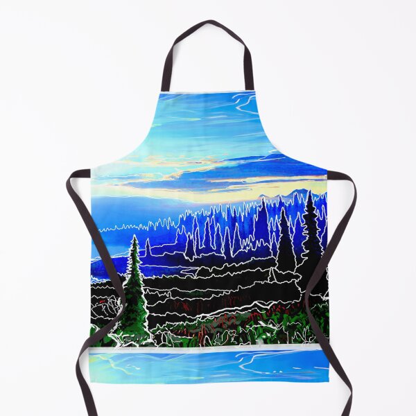 Item preview, Batik style mountain landscape evergreen trees art design designed and sold by AuroraXGreen.