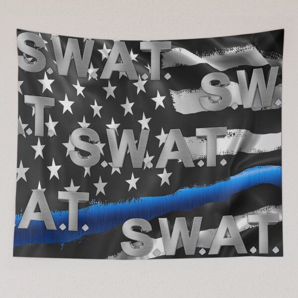 Item preview, SWAT Thin Blue Line Grunge American Flag designed and sold by artistwill.