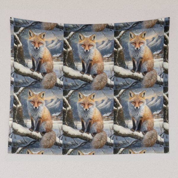 Artikelvorschau, Fuchs-Portrait. Winterfuchs, Schneefuchs, Fuchs im Schnee, Fuchsmalerei, Raphael-Stil entworfen und verkauft von FoxVibes.