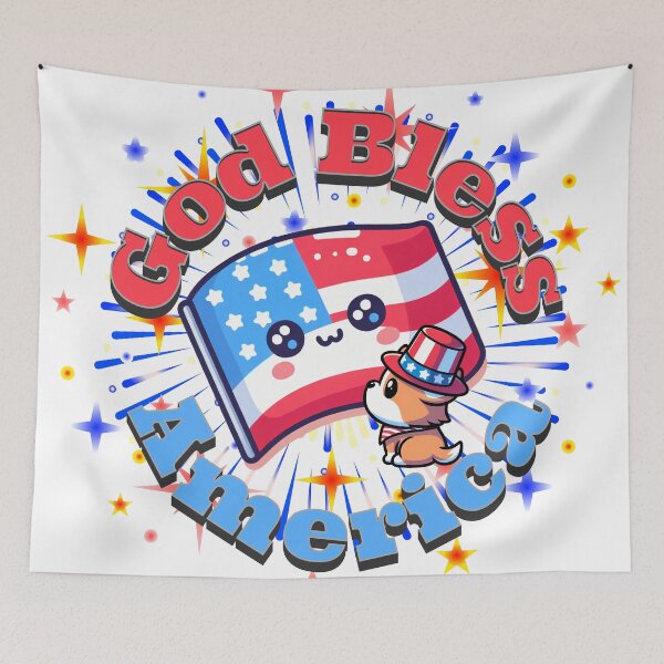 Item preview, God Bless America Cute Corgi Celebration designed and sold by Zelda's Garden.