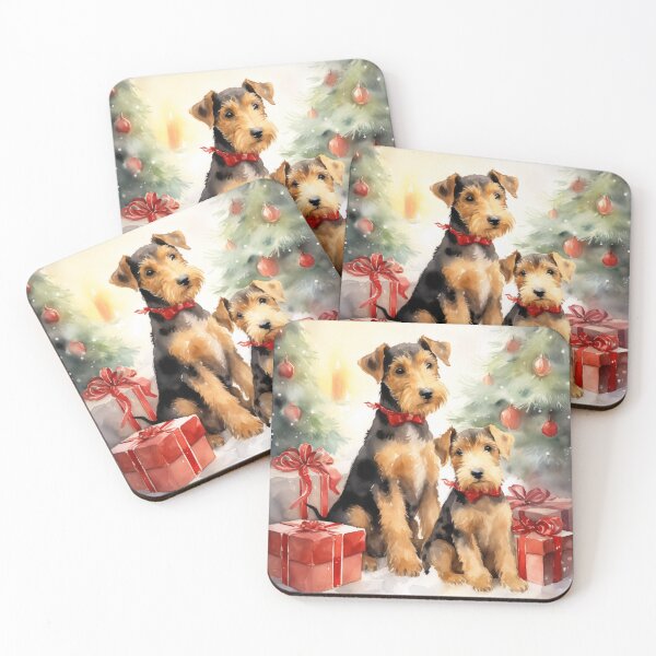 Item preview, Christmas Airedale Terriers designed and sold by Samuelsboro.