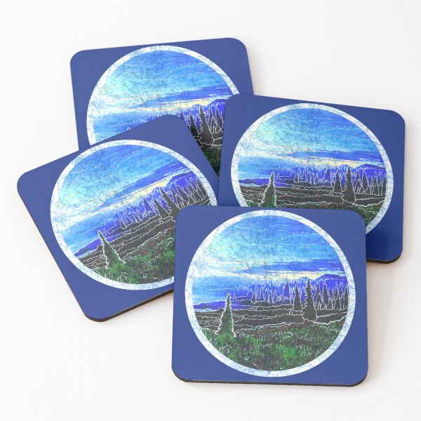 Item preview, Batik style hiking mountain landscape evergreen trees nature designed and sold by AuroraXGreen.