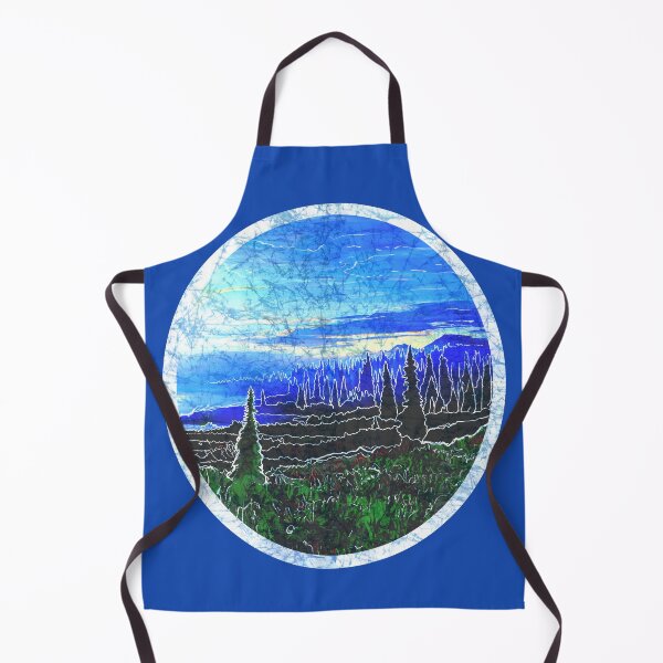 Item preview, Batik style hiking mountain landscape evergreen trees nature designed and sold by AuroraXGreen.