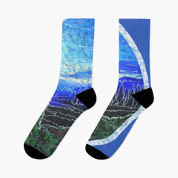 Item preview, Batik style hiking mountain landscape evergreen trees nature designed and sold by AuroraXGreen.