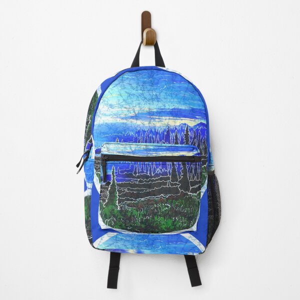 Item preview, Batik style hiking mountain landscape evergreen trees nature designed and sold by AuroraXGreen.