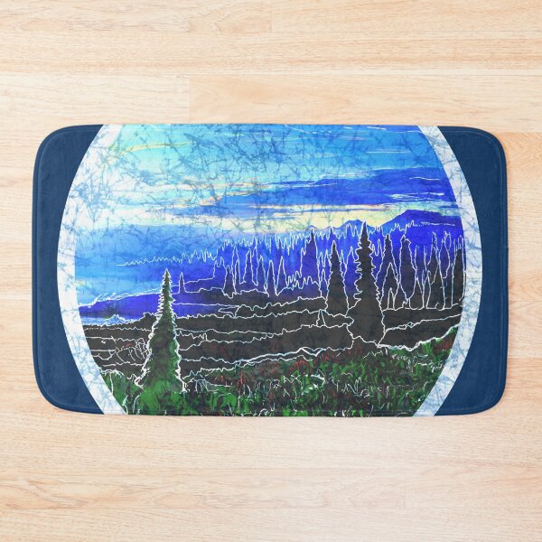 Item preview, Batik style hiking mountain landscape evergreen trees nature designed and sold by AuroraXGreen.