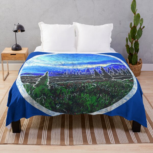 Item preview, Batik style hiking mountain landscape evergreen trees nature designed and sold by AuroraXGreen.