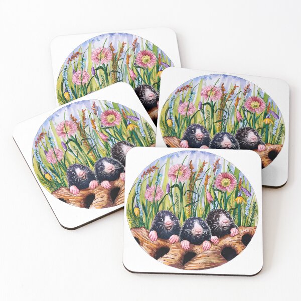 Item preview, Moles peeking out of tunnels  designed and sold by BlissfulBlossom.