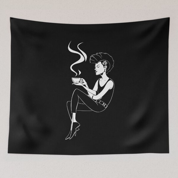 Item preview, Elegant and chic Punk Rocker taking coffee.. designed and sold by paulo silveira.