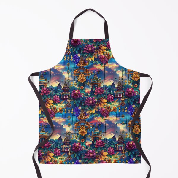 Item preview, Stained Glass Thai Temple pattern designed and sold by CoolCrazyQuirky.