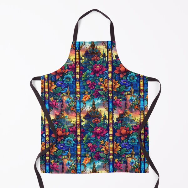 Item preview, Stained Glass Twin Thai Temple pattern designed and sold by CoolCrazyQuirky.