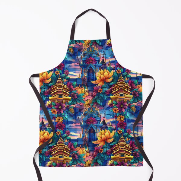 Item preview, Stained Glass Gold and Blue Temple pattern designed and sold by CoolCrazyQuirky.