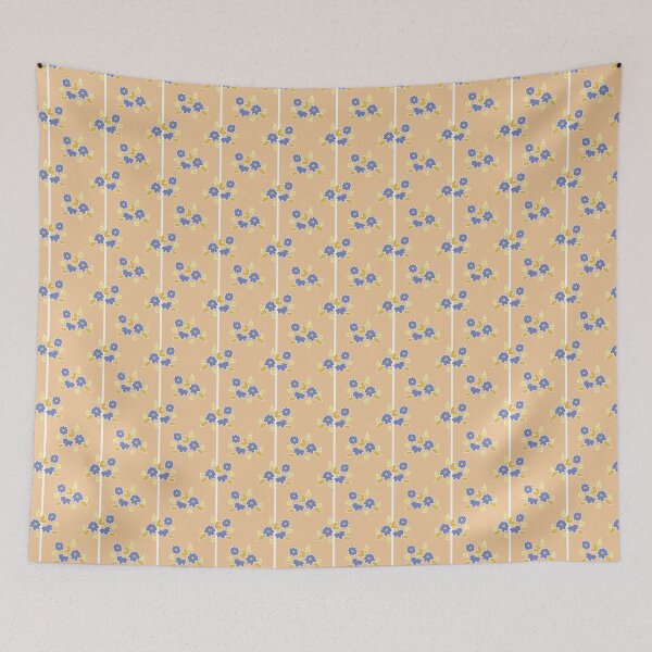 Item preview, Blue and Peach Floral Stripe designed and sold by Jessa Moon.