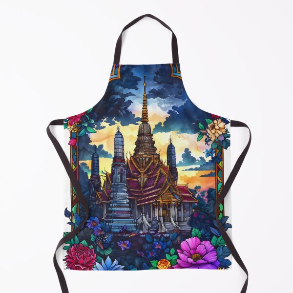 Item preview, Ornate Thai Temple Stained Glass designed and sold by CoolCrazyQuirky.