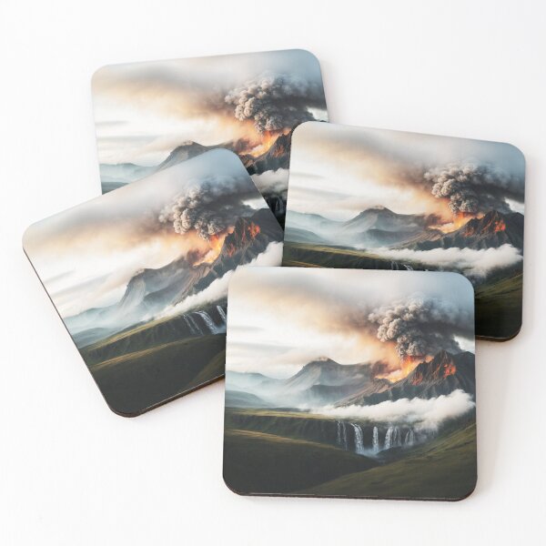 Item preview, Iceland Volcano Smoking Waterfalls Landscape Eruption  designed and sold by SassyArtistry.