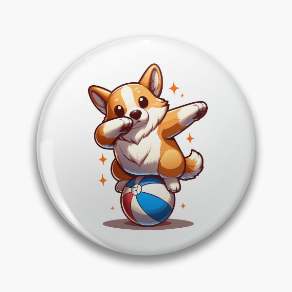 Item preview, Corgi Dabbing on a Beach Ball - Cute Cartoon Dog Art designed and sold by Designowner.