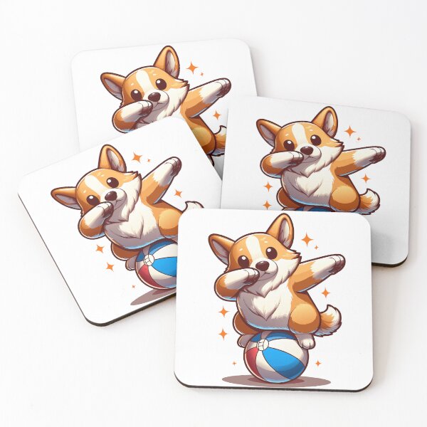 Item preview, Corgi Dabbing on a Beach Ball - Cute Cartoon Dog Art designed and sold by Designowner.