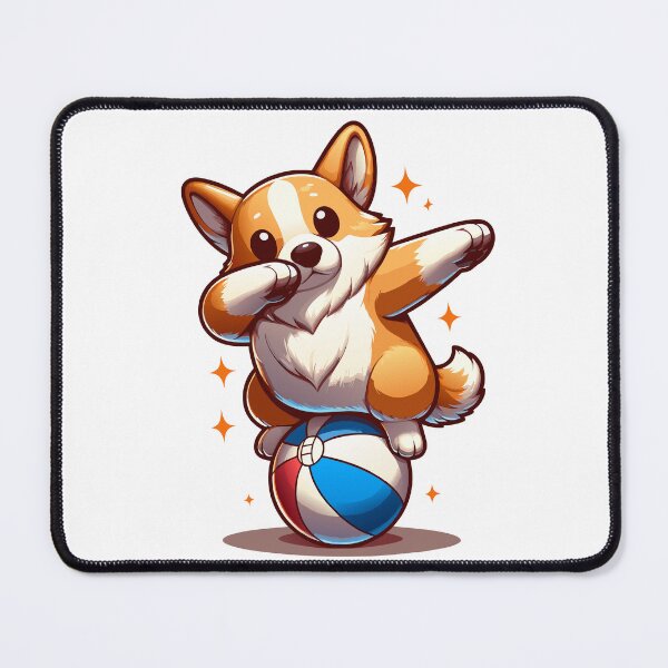 Item preview, Corgi Dabbing on a Beach Ball - Cute Cartoon Dog Art designed and sold by Designowner.