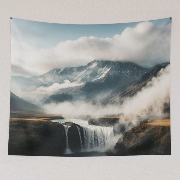 Item preview, Iceland Volcano Smoking Waterfalls Beautiful Landscape  designed and sold by SassyArtistry.