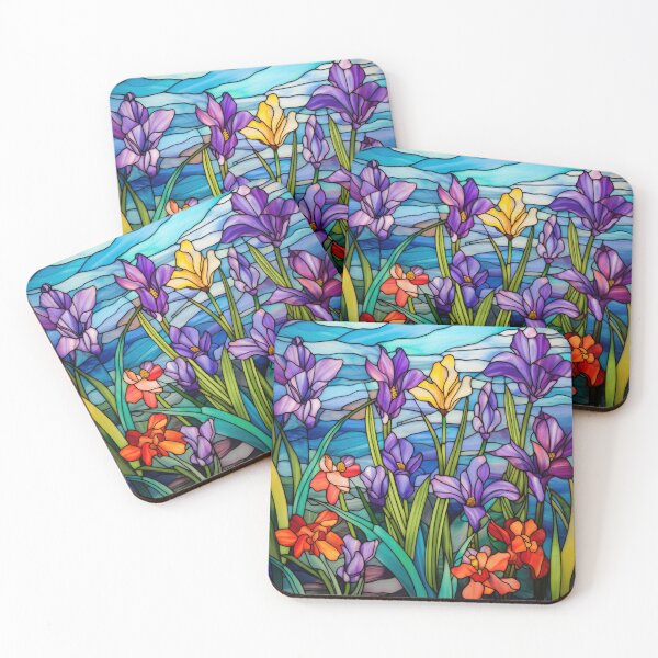 Item preview, Beautiful Stained Glass, Purlple orchids, Yellow orchids, Orange Orchids designed and sold by Jaydee001.