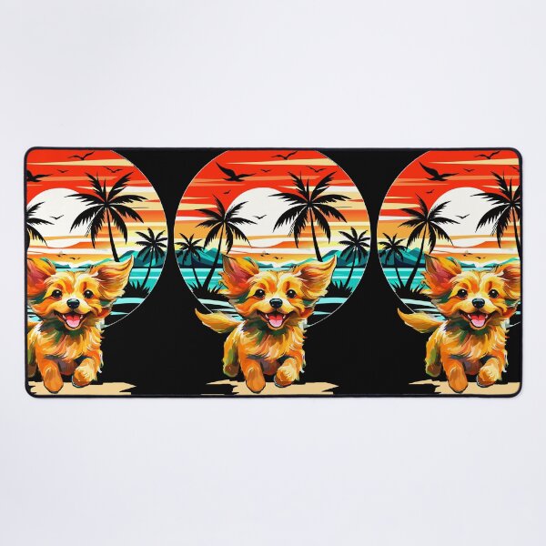 Item preview, Joyful Red Dog Running on Tropical Beach designed and sold by VikArtStudio.