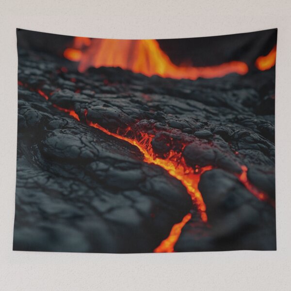 Item preview, Magmatic lava bursting out in river - close up of volcano designed and sold by SassyArtistry.