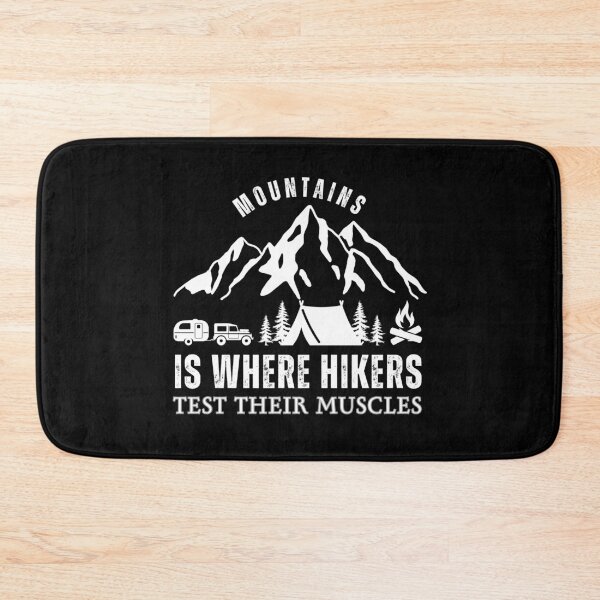 Item preview, Mountains: is Where Hikers Test Their Muscles, Retro Vintage Mountain Hikers Camping Dark Design designed and sold by Raise2Shine.