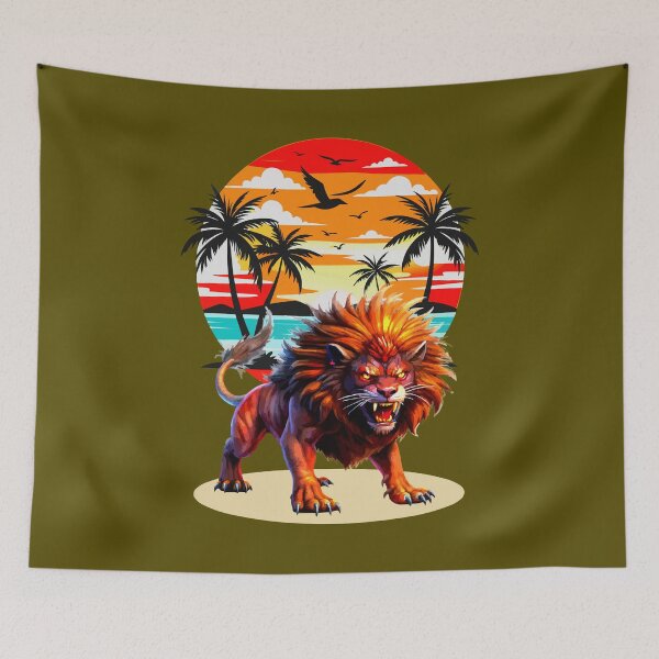 Item preview, Ferocious Lion in Tropical Paradise designed and sold by VikArtStudio.