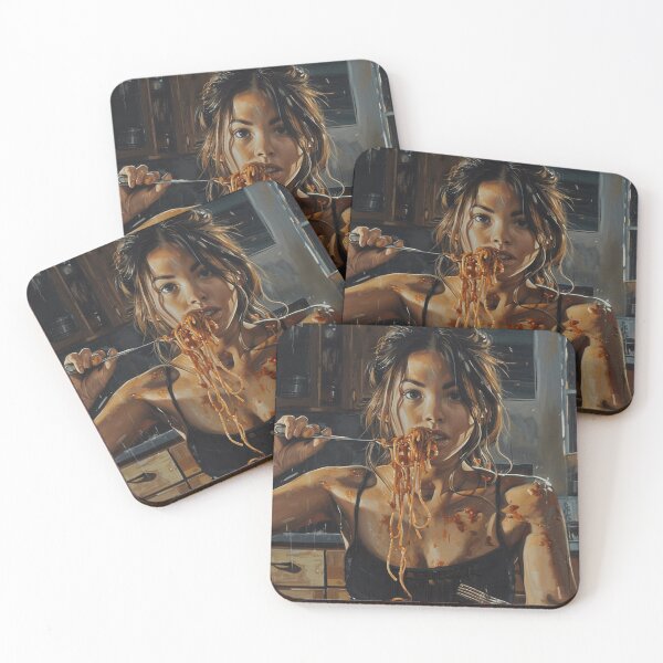 Item preview, Messy Fun: Girl Eating Spaghetti designed and sold by Graph1cGlow.